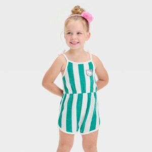 NEW Grayson Mini Hello Kitty Toddler Girls' Sporty Striped Romper Green/White 4T